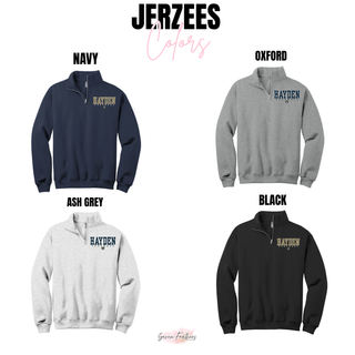 Topeka Hayden Wildcats Football Classic Jerzees Quarter Zip Pullover in navy, oxford, ash grey, and black
