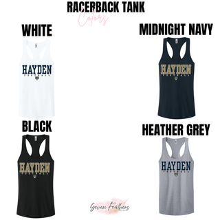 Topeka Hayden Wildcats Football Classic Women's Racerback Tank in white, midnight navy, black, and heather grey
