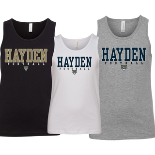 Topeka Hayden Wildcats Football Classic Youth Jersey Tank in black, white, and athletic heather
