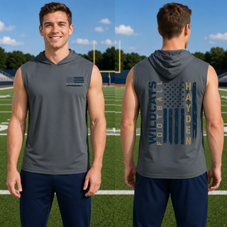 Hayden Wildcats Football Flag Competitor Sleeveless Hoodie Topeka Kansas - Iron Grey Performance Shirt Front and Back
