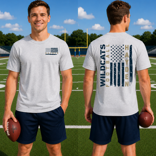 Hayden Wildcats Football Flag Top Topeka Kansas - Athletic Heather Unisex Shirt Front and Back
