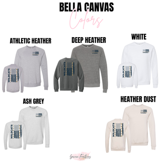 Hayden Wildcats Football Flag Shirt Topeka Kansas - Bella Canvas Crewneck Athletic Heather Deep Heather White Ash Grey Heather Dust
