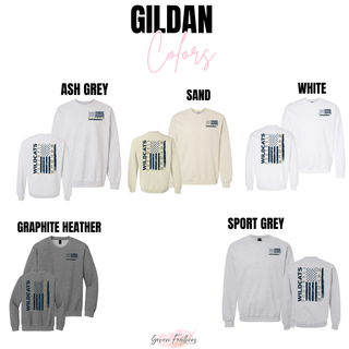 Hayden Wildcats Football Flag Shirt Topeka Kansas - Gildan Crewneck Ash Grey Sand White Graphite Heather Sport Grey
