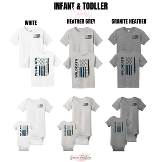 Hayden Wildcats Football Flag Shirt Topeka Kansas - Infant Toddler White Heather Grey Granite Heather
