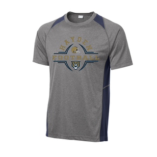 Hayden Wildcats Football Helmet Crest Colorblock Contender Tee - Grey heather navy Sport-Tek lifestyle
