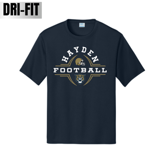 Hayden Wildcats Football Helmet Crest Dri-Fit Performance Top - Deep navy performance tee
