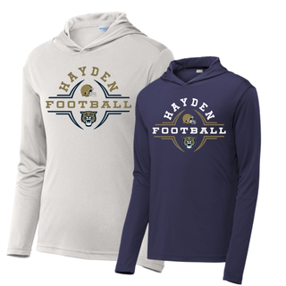 Hayden Wildcats Football Helmet Crest PosiCharge Competitor Hoodie - Silver and navy Sport-Tek
