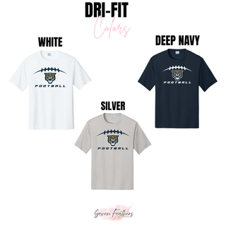 Dri-Fit color options for Hayden Wildcats football laces performance top in white silver and deep navy
