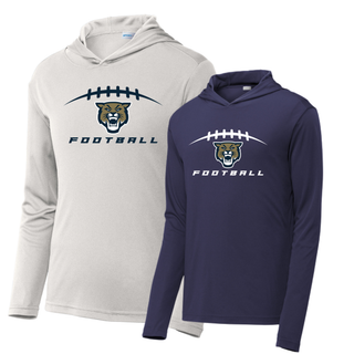 Silver and true navy Hayden Wildcats football laces PosiCharge competitor hoodies with wildcat mascot design Topeka Kansas
