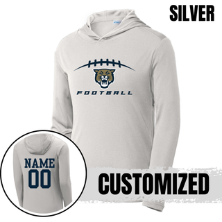 Silver Hayden Wildcats football laces PosiCharge competitor hoodie with name and number on back
