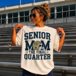 Woman wearing ivory Hayden Wildcats Football Senior Mom The Final Quarter helmet top
