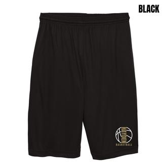 Black Hayden Wildcats Full Court Cooling Performance Shorts with a small basketball outline and vertical Hayden lettering near the hem.