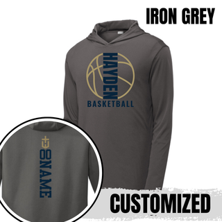 Iron Grey Hayden Wildcats Full Court PosiCharge hooded pullover with a basketball outline graphic and optional back name placement.