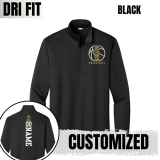 Black Hayden Wildcats Full Court PosiCharge quarter-zip with a left-chest basketball graphic and optional vertical back name placement.