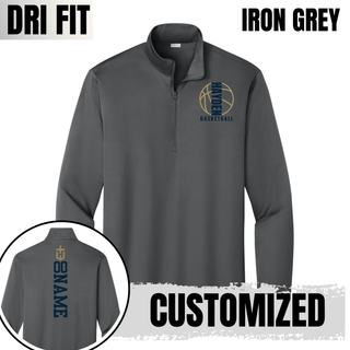 Iron Grey Hayden Wildcats Full Court PosiCharge quarter-zip with a left-chest basketball graphic and optional vertical back name placement.
