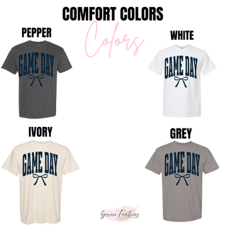 Topeka Hayden Wildcats game day navy distressed top Comfort Colors options in pepper, white, ivory, and grey
