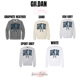 Topeka Hayden Wildcats game day navy distressed top Gildan color options in graphite heather, sand, ash grey, sport grey, and white
