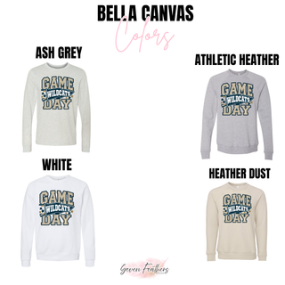 Hayden Wildcats Game Day Pennant Top Bella Canvas color options: ash grey, athletic heather, white, and heather dust