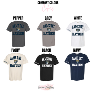 Hayden Wildcats Game Day Sleeve Print Top Comfort Colors options: Pepper, Grey, White, Ivory, Black, Navy