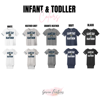Hayden Wildcats Game Day Sleeve Print Top infant and toddler color options: White, Heather Grey, Granite Heather, Navy, Black