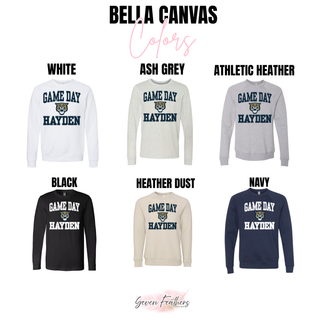 Hayden Wildcats Game Day Top Bella Canvas color options: White, Ash Grey, Athletic Heather, Black, Heather Dust, Navy