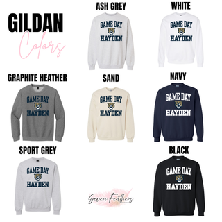 Hayden Wildcats Game Day Top Gildan color options: Ash Grey, White, Graphite Heather, Sand, Navy, Sport Grey, Black