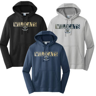 Hayden Wildcats Grid Iron Football Shirt Topeka - black silver navy Port and Company Performance Hoodie
