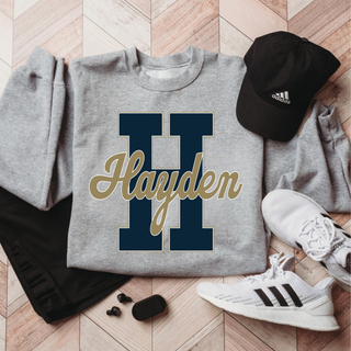 Hayden Wildcats H Pride Graphic Top in sport grey crewneck styled with joggers and sneakers
