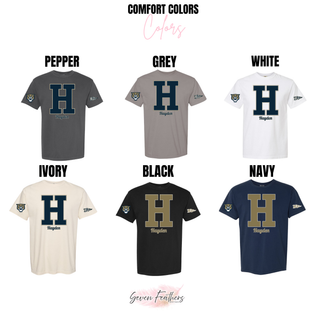 Hayden Wildcats Initial Personalized Front and Back Top Comfort Colors options: Pepper, Grey, White, Ivory, Black, and Navy