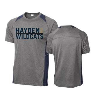 Hayden Wildcats Legendary Colorblock Contender Dri-Fit Performance Top in grey with charcoal contrast panels showing front and back
