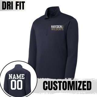 Hayden Wildcats Legendary Dri-Fit Performance Quarter Zip in navy with customized name and number on back
