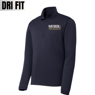 Hayden Wildcats Legendary Dri-Fit Performance Quarter Zip in navy with Hayden Wildcats graphic on left chest
