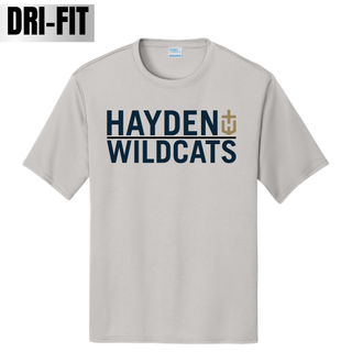 Hayden Wildcats Legendary Dri-Fit Performance Top in silver with Hayden Wildcats graphic on front
