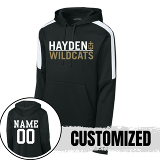 Hayden Wildcats Legendary Fan Favorite Hoodie in black with customized name and number on back
