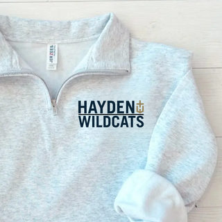 Hayden Wildcats Legendary Quarter-Zip Pullover in ash grey with Hayden Wildcats graphic on left chest
