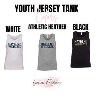 Hayden Wildcats Legendary Youth Jersey Tank available in white, athletic heather, and black
