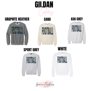 Hayden Wildcats navy football gold script Gildan color chart graphite heather sand ash grey sport grey white