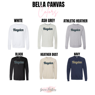 Hayden Wildcats Script Graphic Top Bella Canvas color options: White, Ash Grey, Athletic Heather, Black, Heather Dust, Navy