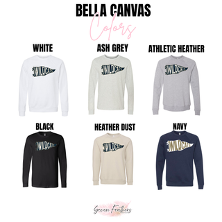 Hayden Wildcats Pennant Top Bella Canvas color options