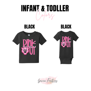 Hayden Wildcats Pink Out Mascot Top shown in black on Gildan, Comfort Colors, and Bella Canvas blanks