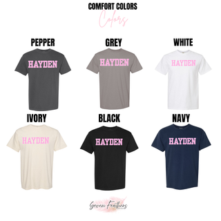 Hayden Wildcats Polka Dot Top Comfort Colors options: Pepper, Grey, White, Ivory, Black, Navy