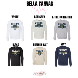 Hayden Wildcats roaring essential top color options in Bella Canvas White, Ash Grey, Athletic Heather, Black, Heather Dust, and Navy
