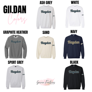 Hayden Wildcats Script Graphic Sleeve Print Top Gildan color options