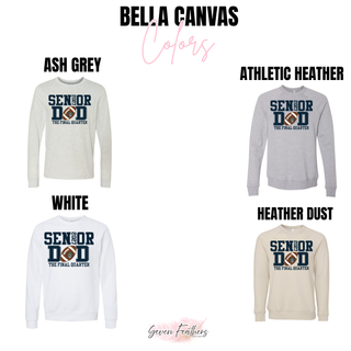 Bella Canvas color options for Hayden Wildcats Senior Dad The Final Quarter top including ash grey, athletic heather, white, and heather dust
