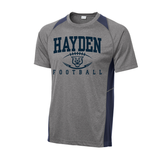 Hayden Wildcats Stadium Football Colorblock Contender Tee Topeka Kansas - Heather Grey Navy
