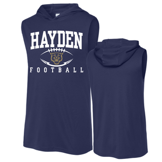 Hayden Wildcats Stadium Football Competitor Sleeveless Hoodie front and back Topeka Kansas - Navy
