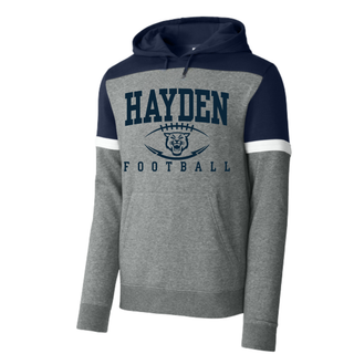Hayden Wildcats Stadium Football Fleece Colorblock Hoodie Topeka Kansas - Heather Grey Navy
