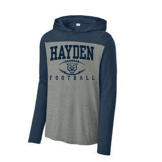 Hayden Wildcats Stadium Football Long Sleeve Hoodie Topeka Kansas - Heather Grey Navy
