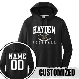 Hayden Wildcats Stadium Football Performance Hoodie Topeka Kansas Black Custom Name Number