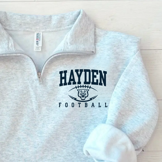 Hayden Wildcats Stadium Football Quarter Zip Pullover Shirt Topeka Kansas Ash Grey Jerzees
